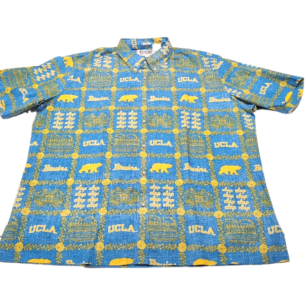 Reyn Spooner University UCLA Bruins Hawaiian Shirt Mens 3XL Blue Gold NEW‎ NWT